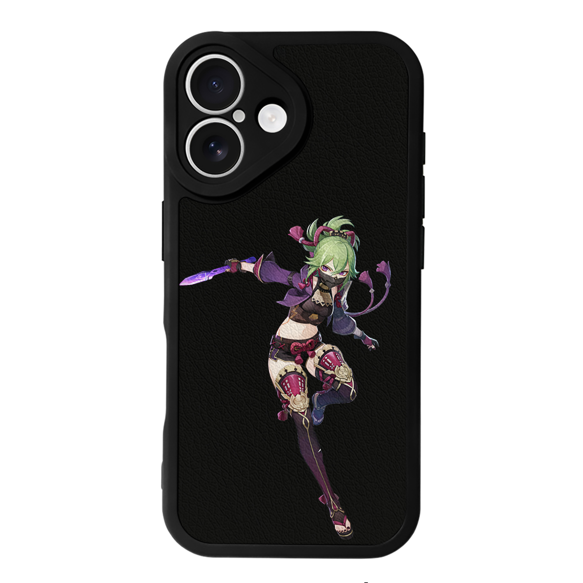 げんし神  久岐忍 くき しのぶ genshin Kuki Shinobu 【iPhone 16シリーズ対応】シリコンスマホケース（レザー調） 材質：シリコン